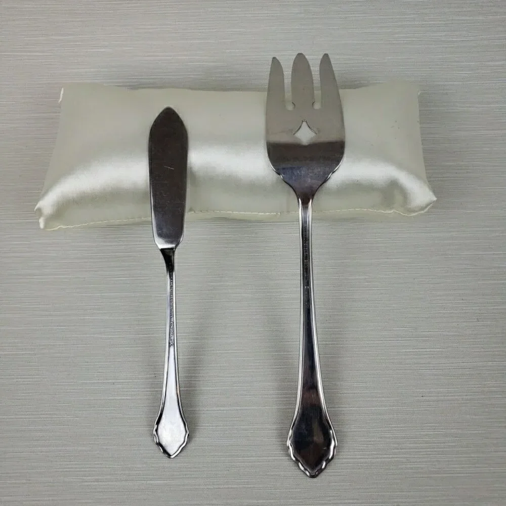 Oneida Roger Deluxe Summer Mist Autumn Glow Serving Fork, Butter Knife Stainless